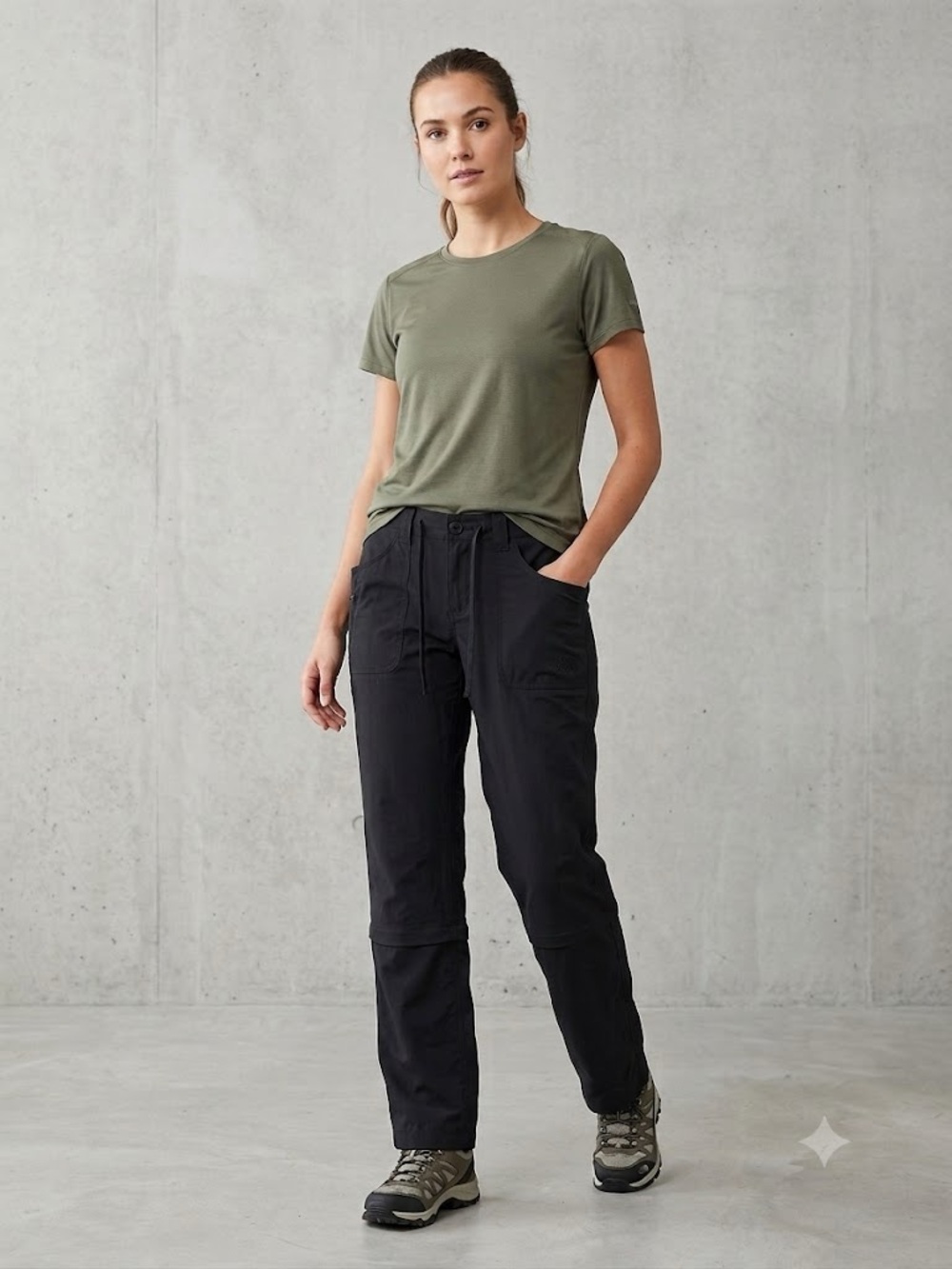 The North Face Black Convertible Hiking Pants Cargo Utility Outdoor Womens Sz 8